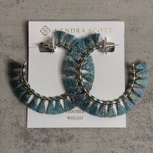 Kendra Scott Evie Fringe Hoop Earrings in Blue/Gold